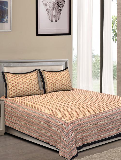 jaipuri traditional double bedsheet with 2 pillow covers - 15138153 - Very Small Image - 1