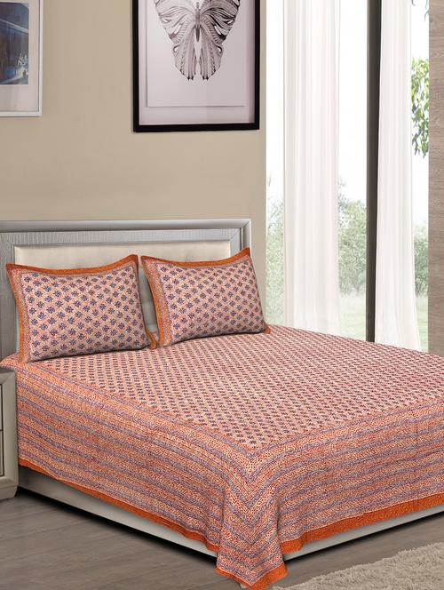 jaipuri traditional double bedsheet with 2 pillow covers - 15138154 - Very Small Image - 1