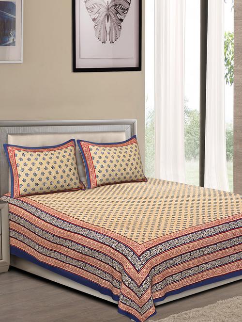 jaipuri traditional double bedsheet with 2 pillow covers - 15138155 - Very Small Image - 1
