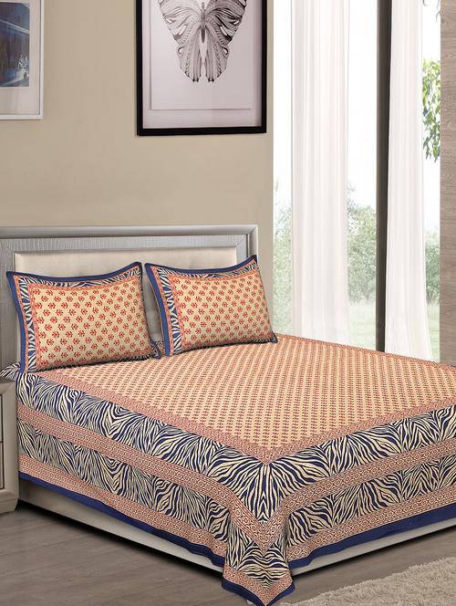 jaipuri traditional double bedsheet with 2 pillow covers - 15138160 - Very Small Image - 1
