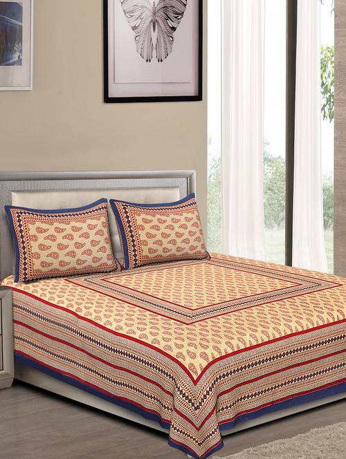 jaipuri traditional double bedsheet with 2 pillow covers - 15138164 - Very Small Image - 1