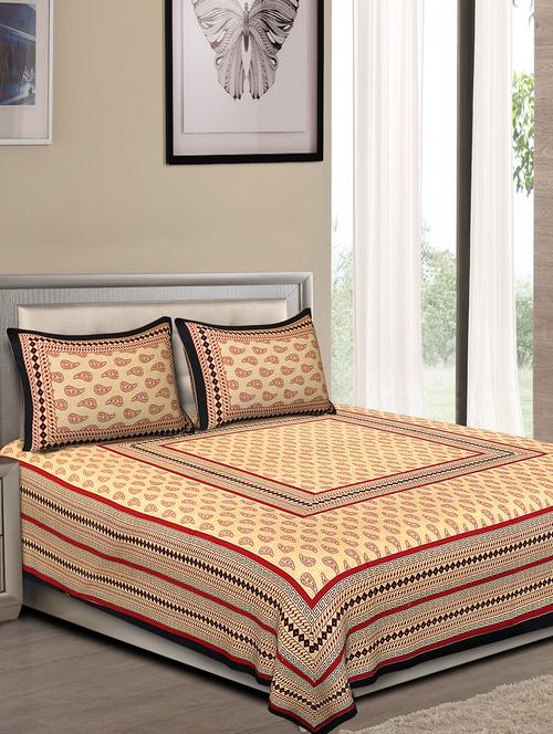 jaipuri traditional double bedsheet with 2 pillow covers - 15138165 - Very Small Image - 1
