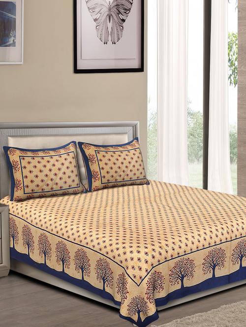 jaipuri traditional double bedsheet with 2 pillow covers - 15138171 - Very Small Image - 1