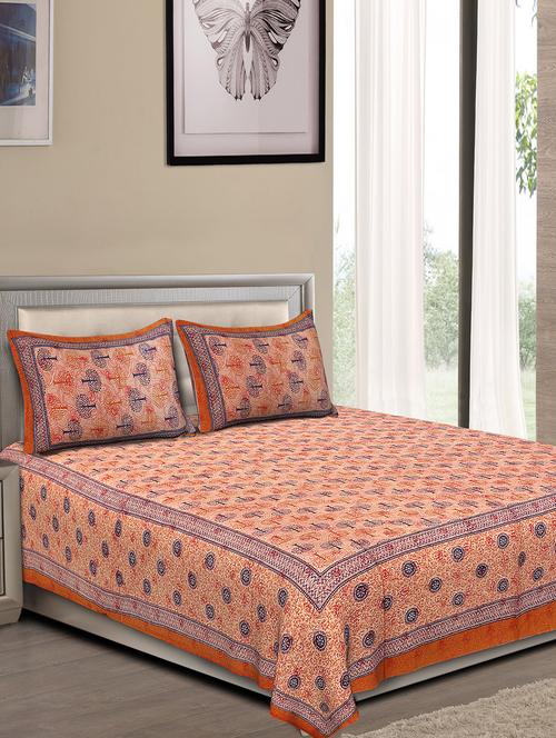 jaipuri traditional double bedsheet with 2 pillow covers - 15138173 - Very Small Image - 1