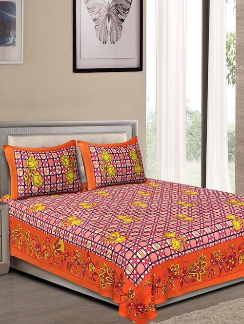jaipuri traditional double bedsheet with 2 pillow covers - 15138187 - Very Small Image - 1