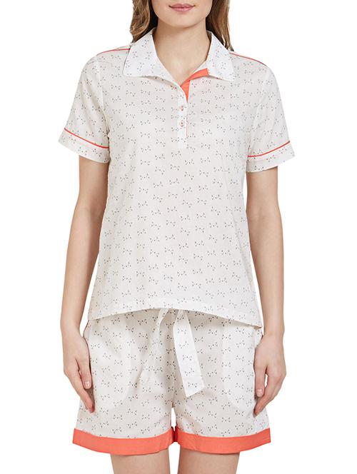 white cotton nightwear set - 15138232 - Very Small Image - 1
