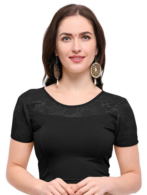 net yoke solid blouse - 15138393 - Very Small Image - 1