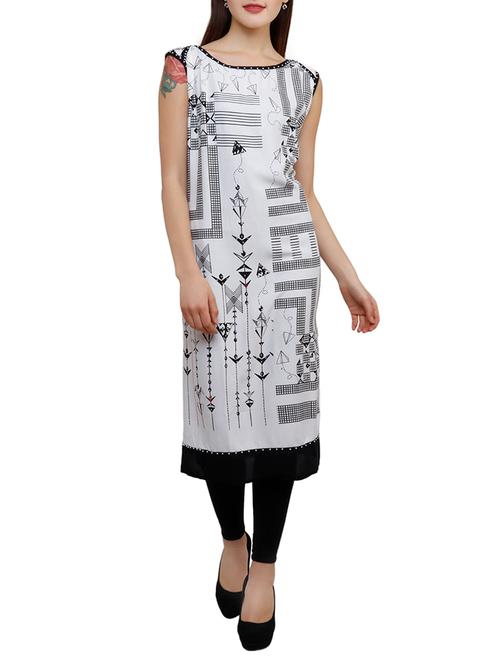white cotton straight kurta - 15138742 - Very Small Image - 1