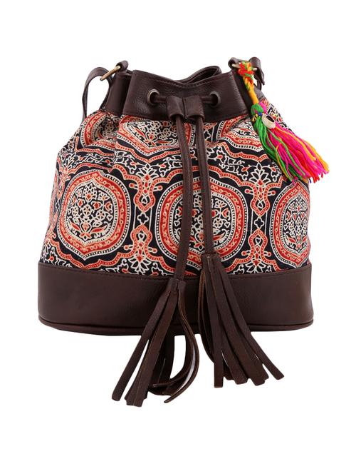 brown cotton sling bag - 15138979 - Very Small Image - 1