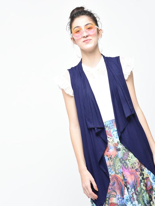 blue solid viscose shrug - 15139453 - Very Small Image - 1