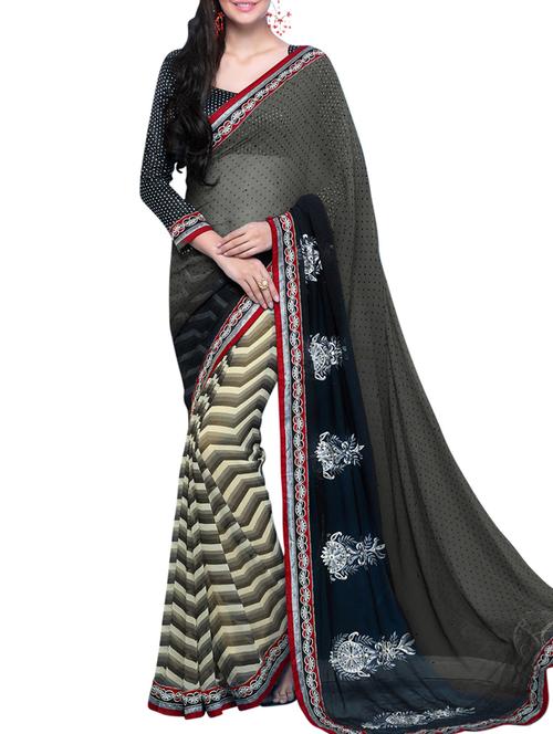 chevron half & half saree with blouse - 15139592 - Very Small Image - 1