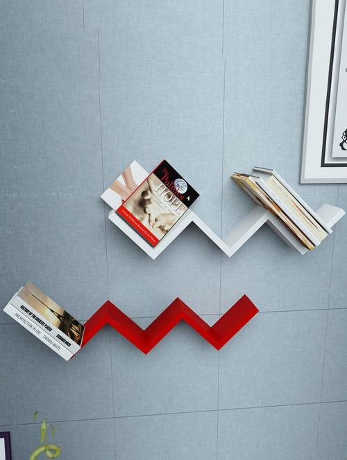 w shaped floating wall shelf zigzag set of 2 - 15140625 - Very Small Image - 1