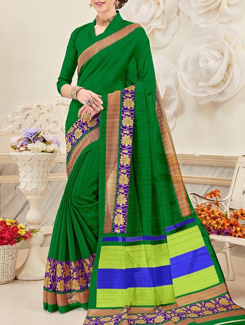 green cotton bhagalpuri saree with blouse - 15140945 - Very Small Image - 1