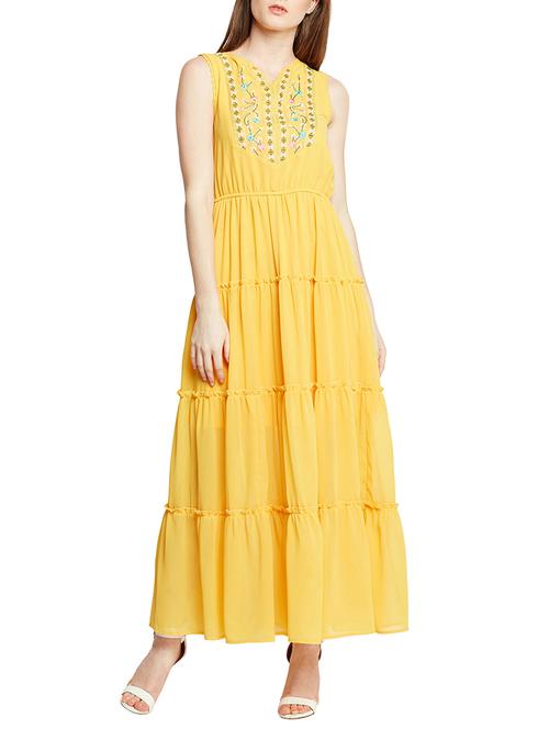 yellow embroidered maxi dress - 15141723 - Very Small Image - 1