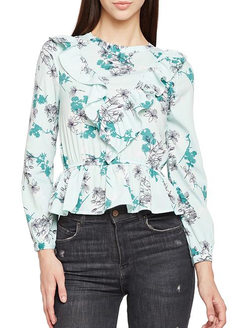 elasticated waist floral ruffled top - 15141766 - Very Small Image - 1