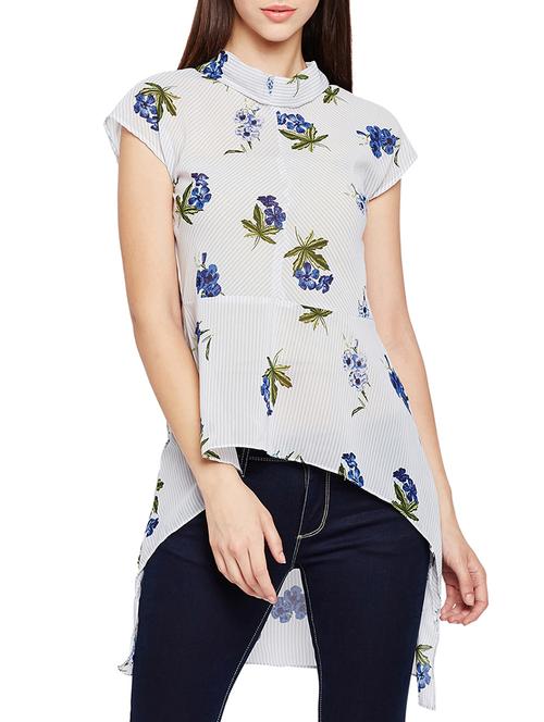 white floral high low tunic - 15141790 - Very Small Image - 1