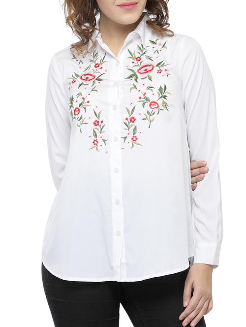 white embroidered asymmetric shirt - 15141794 - Very Small Image - 1