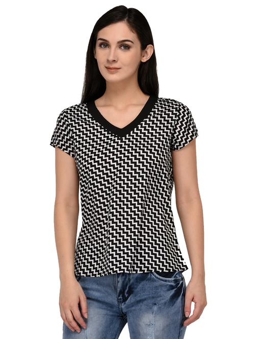 black chevron crepe top - 15142009 - Very Small Image - 1
