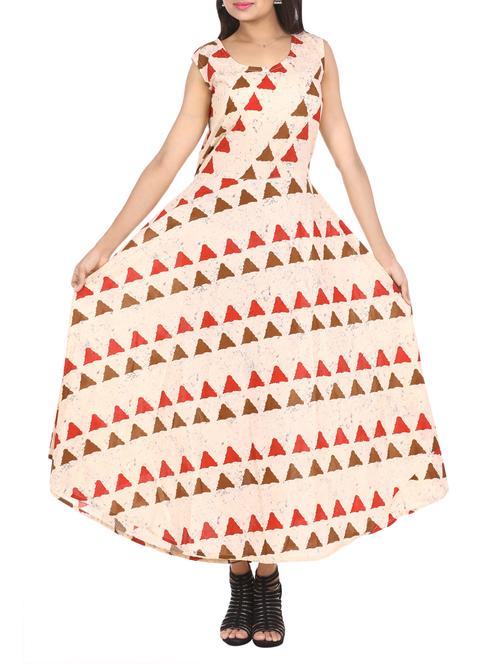orange printed cotton maxi dress - 15142080 - Very Small Image - 1