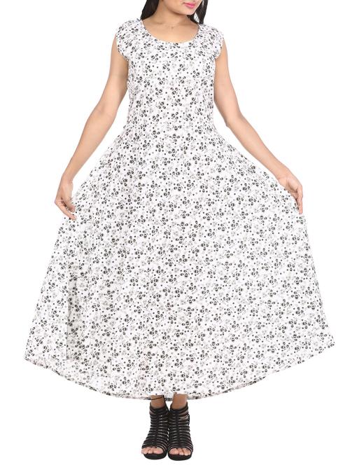 white printed cotton maxi dress - 15142084 - Very Small Image - 1