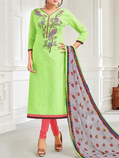 embroidered unstitched churidaar suit - 15142420 - Very Small Image - 1