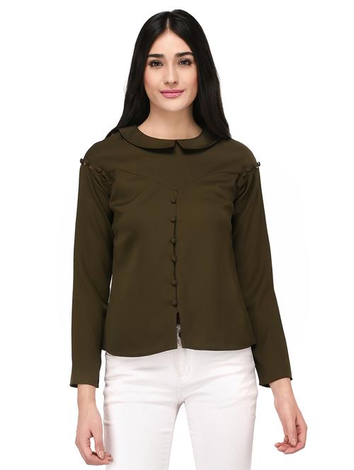 olive solid top - 15142428 - Very Small Image - 1