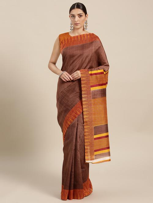 brown art silk bhagalpuri saree with blouse - 15142487 - Very Small Image - 1