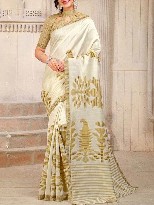 cream art silk bhagalpuri saree with blouse - 15142490 - Very Small Image - 1