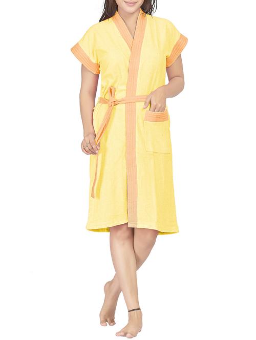 yellow solid bath robe - 15143316 - Very Small Image - 1