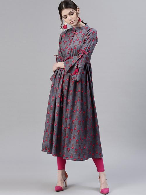 floral print flared kurta - 15143370 - Very Small Image - 1