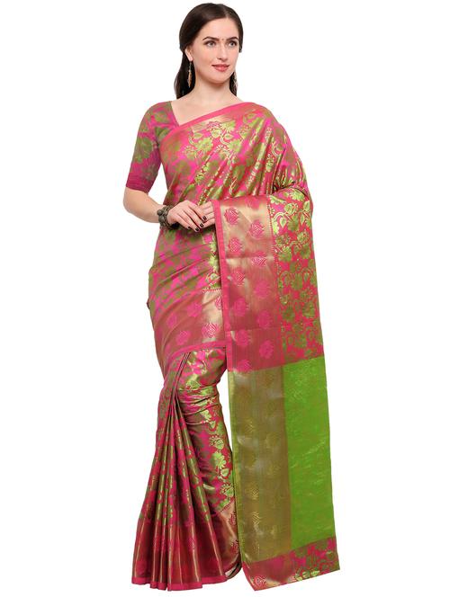 pink patola silk saree with blouse - 15144378 - Very Small Image - 1