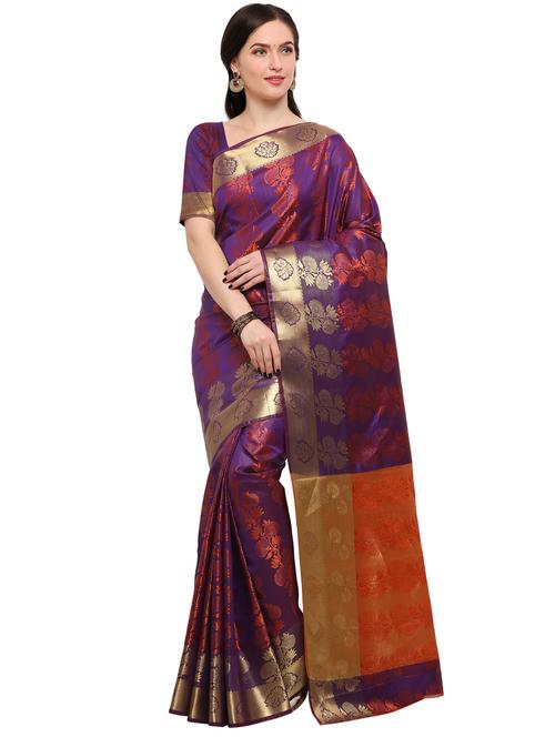 purple patola silk saree with blouse - 15144379 - Very Small Image - 1
