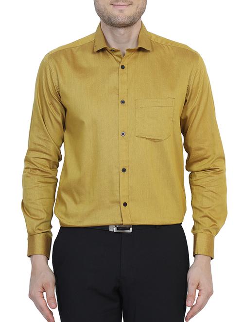 yellow cotton formal shirt - 15144442 - Very Small Image - 1