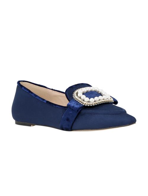 navy velvet slip on ballerina - 15144463 - Very Small Image - 1