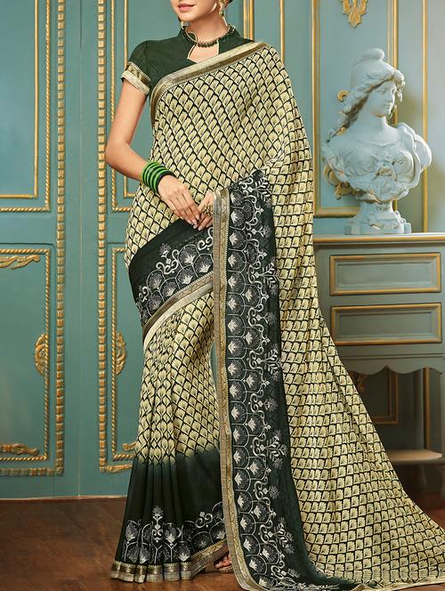 embroidered printed saree with blouse - 15144518 - Very Small Image - 1