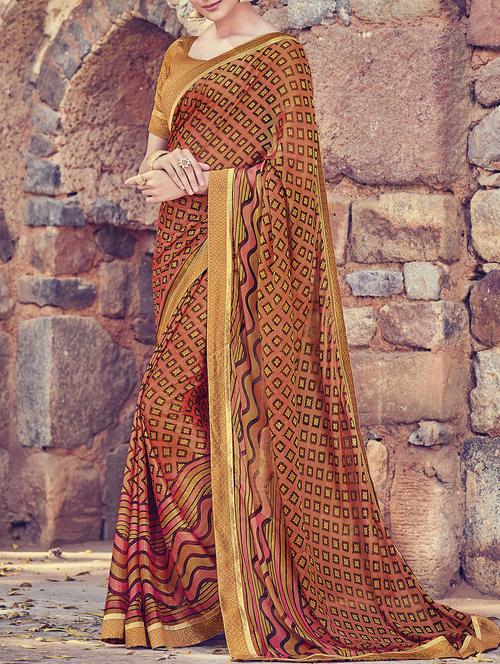 brasso woven saree with blouse - 15144529 - Very Small Image - 1