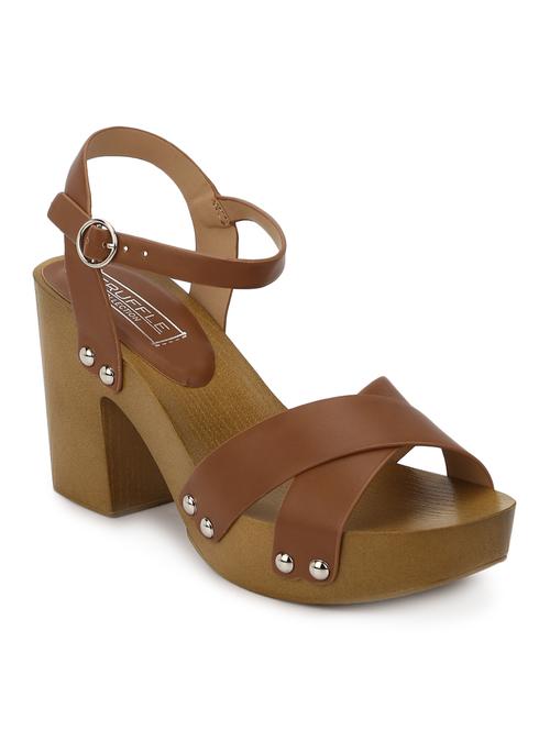 tan patent leather ankle strap sandals - 15144736 - Very Small Image - 1