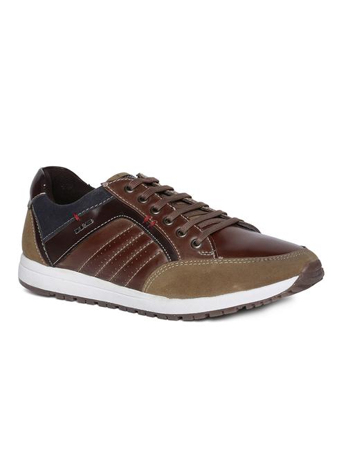 tan leatherette lace up sneaker - 15145609 - Very Small Image - 1