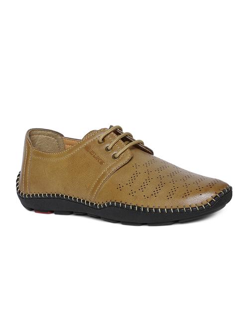 tan leatherette lace up casual shoes - 15145614 - Very Small Image - 1