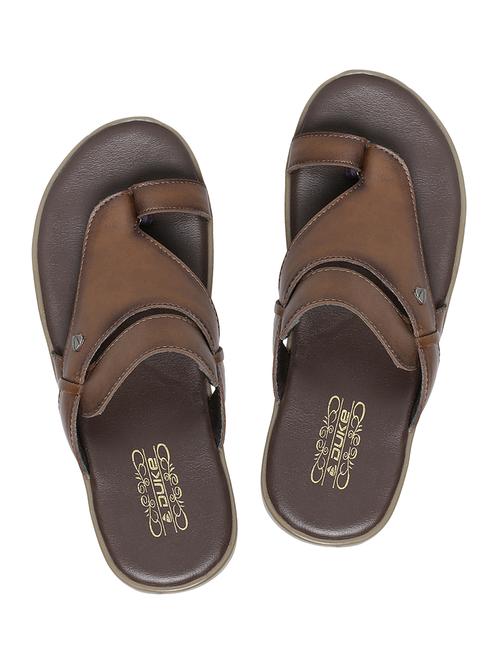 tan leatherette slip on slipper - 15145623 - Very Small Image - 1