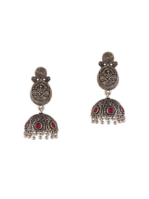 silver metal jhumka earring - 15145770 - Very Small Image - 1