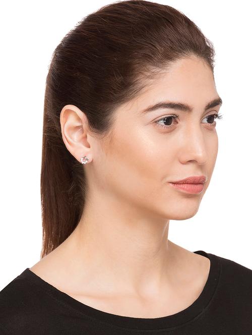 white metal studs earring - 15145960 - Very Small Image - 1