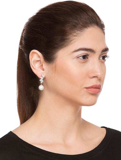 silver metal drop earring - 15145983 - Very Small Image - 1