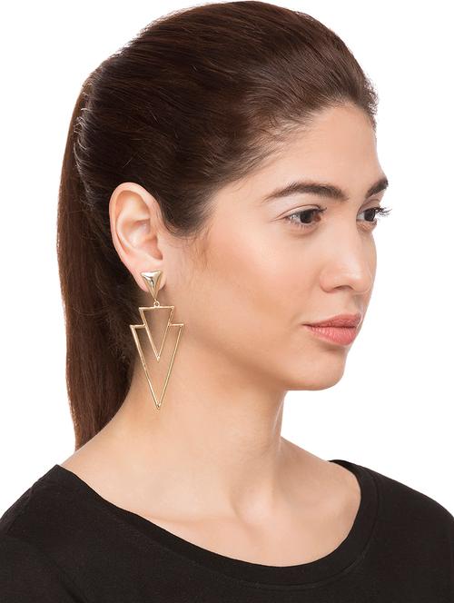 gold metal drop earring - 15145994 - Very Small Image - 1