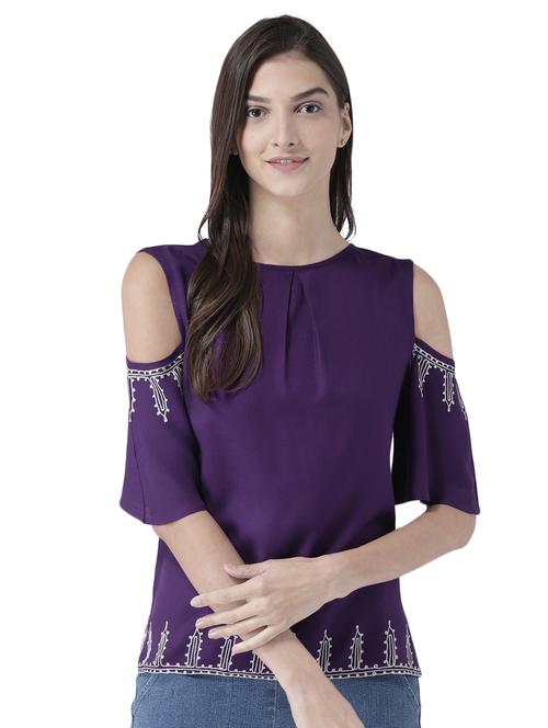 cold shoulder embroidered top - 15147102 - Very Small Image - 1