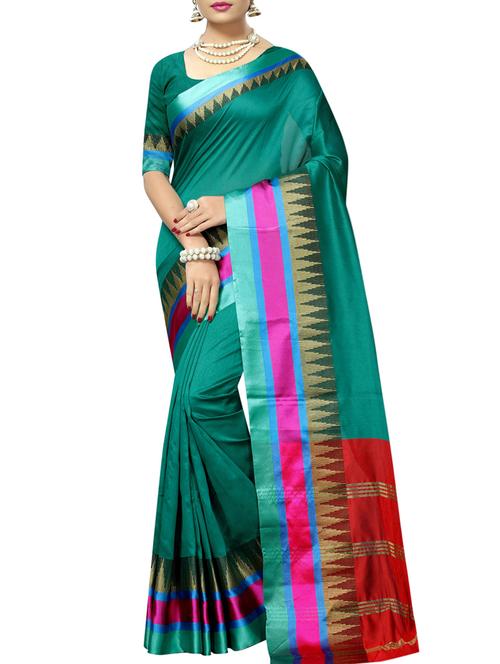 temple bordered maheshwari saree with blouse - 15147175 - Very Small Image - 1