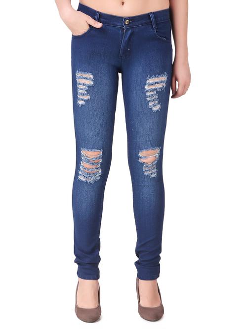 blue denim distressed jeans - 15147801 - Very Small Image - 1