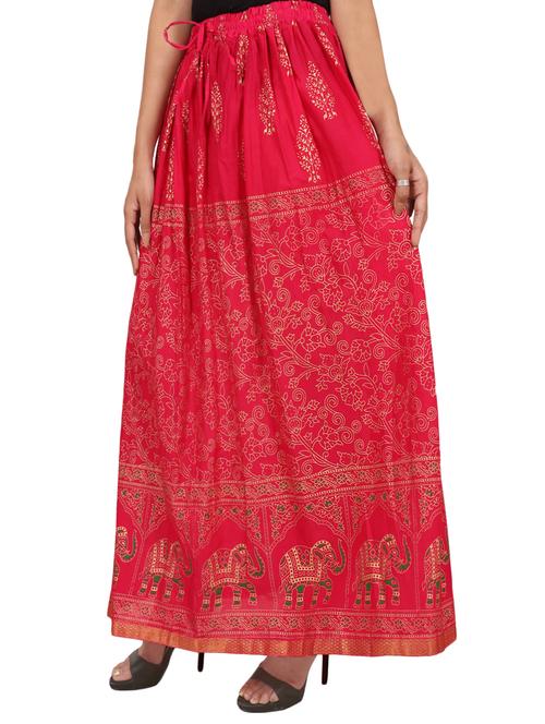 pink cotton a-line skirt - 15147872 - Very Small Image - 1