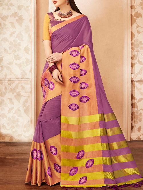 pink silk embroidered saree with blouse - 15147893 - Very Small Image - 1