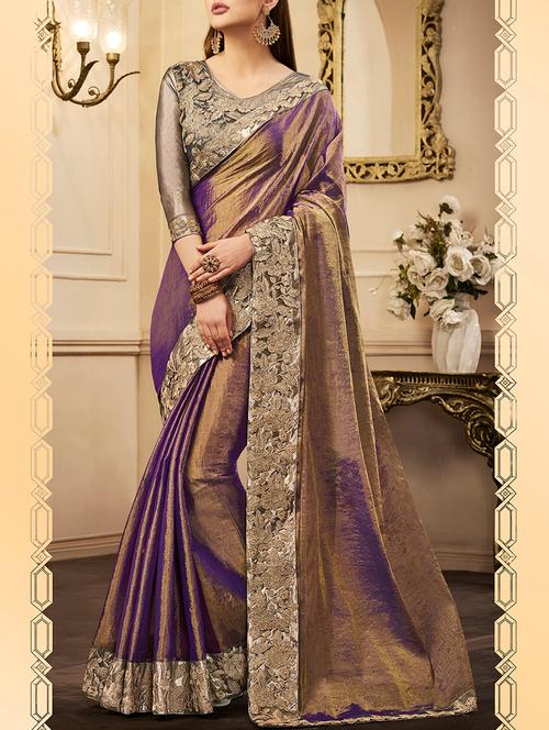 blue silk bordered saree with blouse - 15147898 - Very Small Image - 1